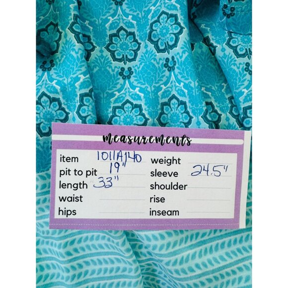 Cabana Life Talbots M Aqua & Blue Patterned Hooded Long-Sleeve Vacation Dress - Picture 10 of 16